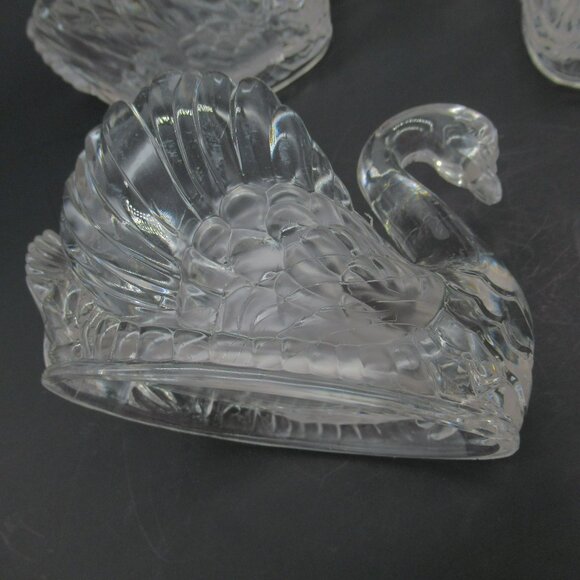 Vintage Regaline Swans Set of 5 Clear Crystal Acrylic 5.75" Planters Dishes - Picture 8 of 10
